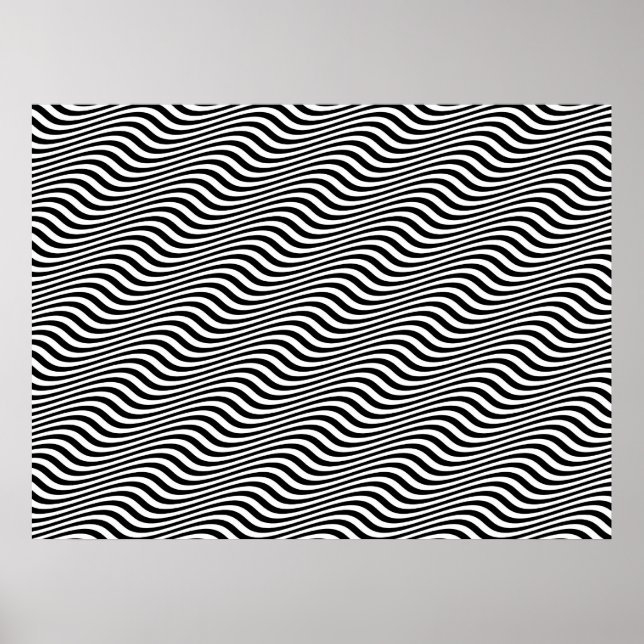 Op Art Black and White Horizontal Streifen Poster (Vorne)