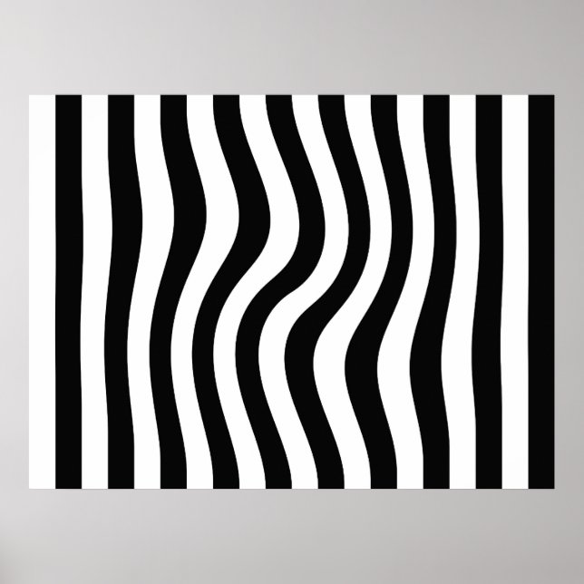 Op Art Black and White Twisted Stripes Poster (Vorne)