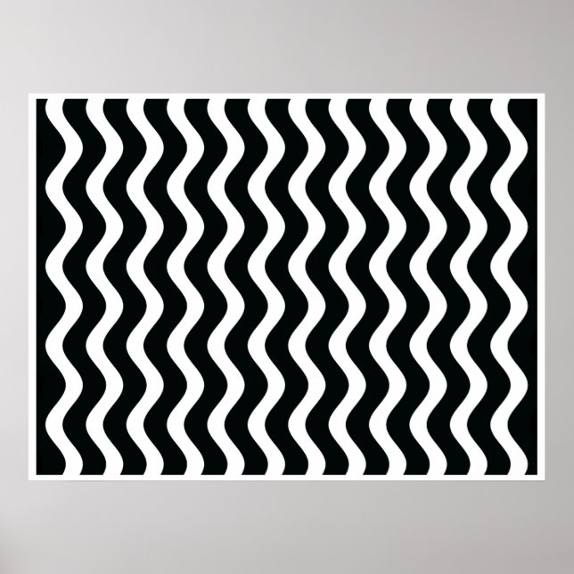 Op Art Black and White Waves Zwei Poster (Vorne)