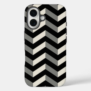 Op Art Black and White Zickzack Pattern iPhone 16 Hülle