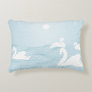 OP Art Blue Swan Drift Accent Pillow Dekokissen