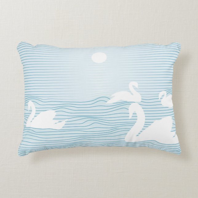 OP Art Blue Swan Drift Accent Pillow Dekokissen (Vorderseite)