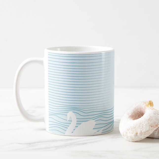 OP Art Blue Swan Drift Tasse (Mit Donut)
