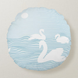 OP Art Blue Swan Drift Tasse Rundes Kissen