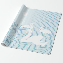 OP Art Blue Swan Drift Wrapping Paper Geschenkpapier
