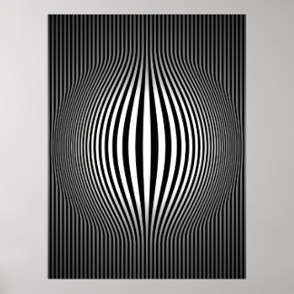 Op Art Bulding Vertikale Streifen Schwarz und Weiß Poster