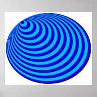 Op Art Bullseye Excentric Blue Bale Blue