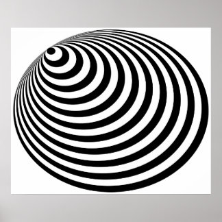 Op Art Bullseye Excentric Schwarz-weiß Poster