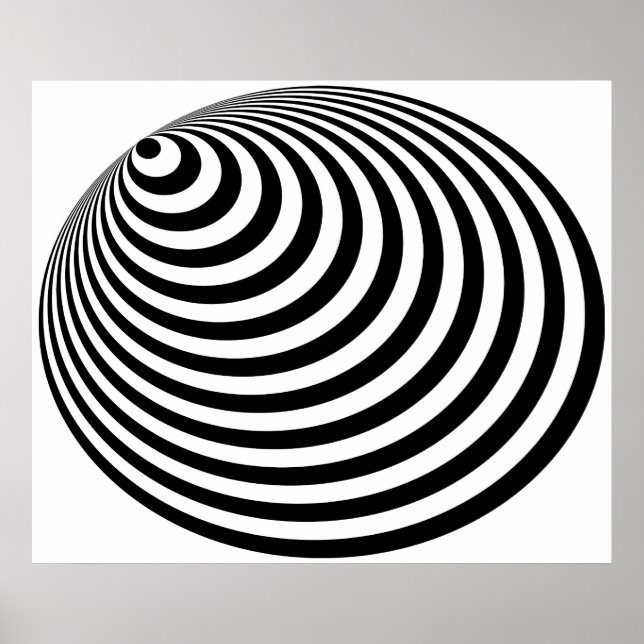 Op Art Bullseye Excentric Schwarz-weiß Poster (Vorne)
