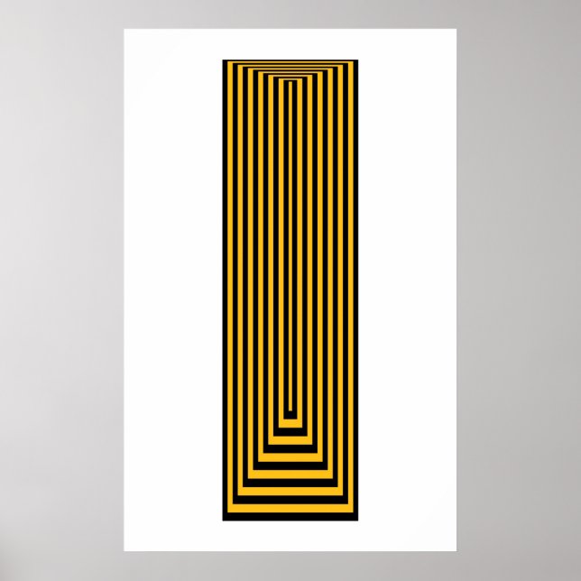 Op Art Concentric Rectangles Yellow Over Black Poster (Vorne)