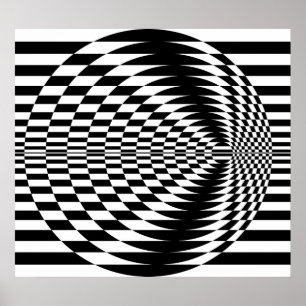Op Art Contrasting Concentrric Circles 01 Poster
