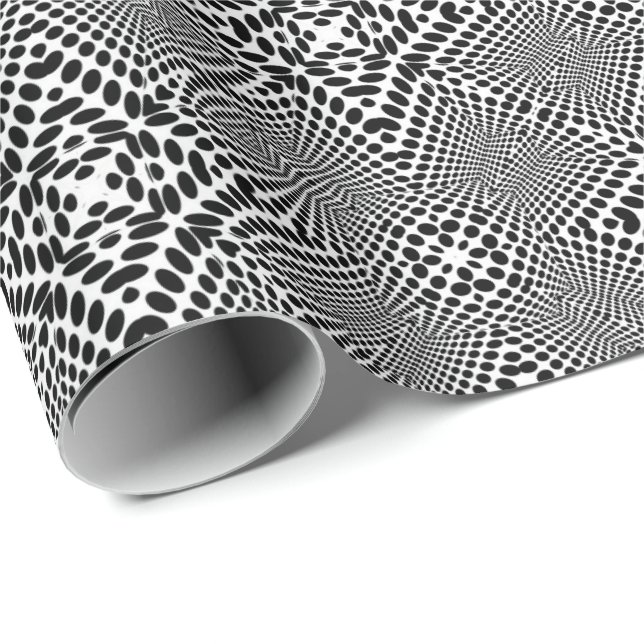 Op-Art Dots Madhi Black and White Geschenkpapier (Rolleneckpunkt)
