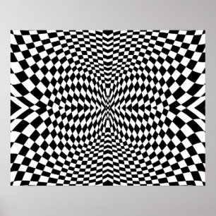Op-Art Flash Schwarz und Weiß Poster