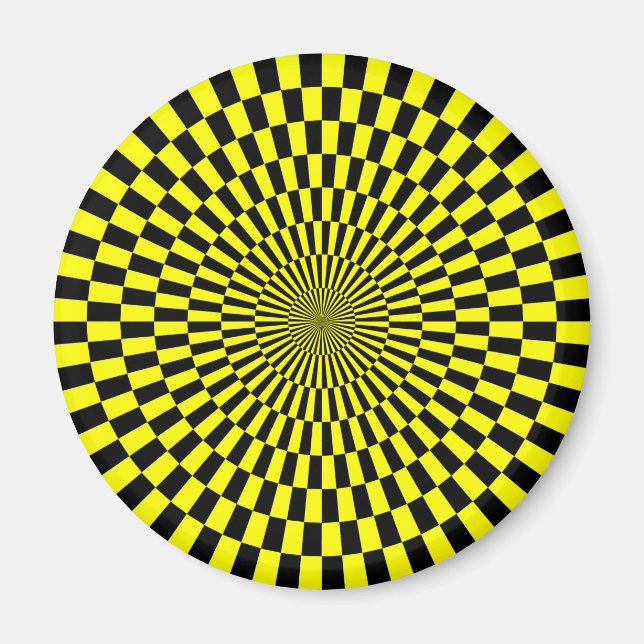 Op Art - Gelb und Schwarz Magnet (Vorne)