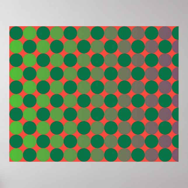 Op Art Gradient Circles Red and Green Poster (Vorne)