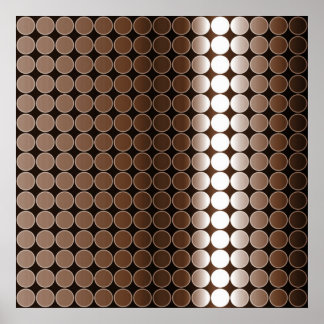 Op Art Gradient Polka Dots monochrome braun Poster