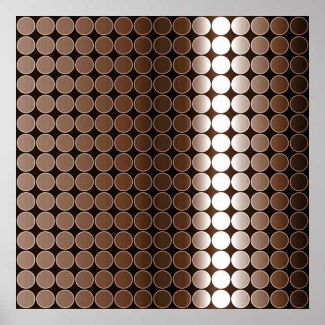 Op Art Gradient Polka Dots monochrome braun Poster (Vorne)