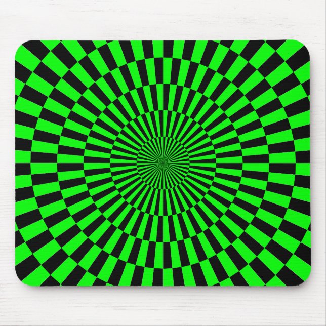 Op Art - Grün und Schwarz Mousepad (Vorne)