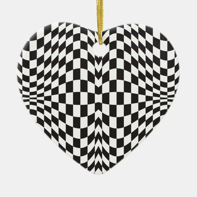 Op Art Karos Keramik Ornament (Vorne)