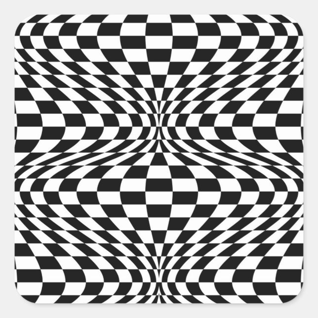 Op Art Karos Quadratischer Aufkleber (Vorderseite)