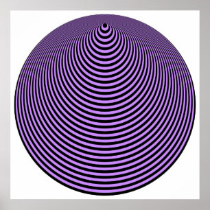 Op Art konzentrierte Kreise Violett über Schwarz Poster