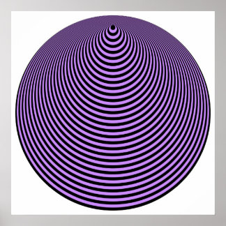 Op Art konzentrierte Kreise Violett über Schwarz Poster