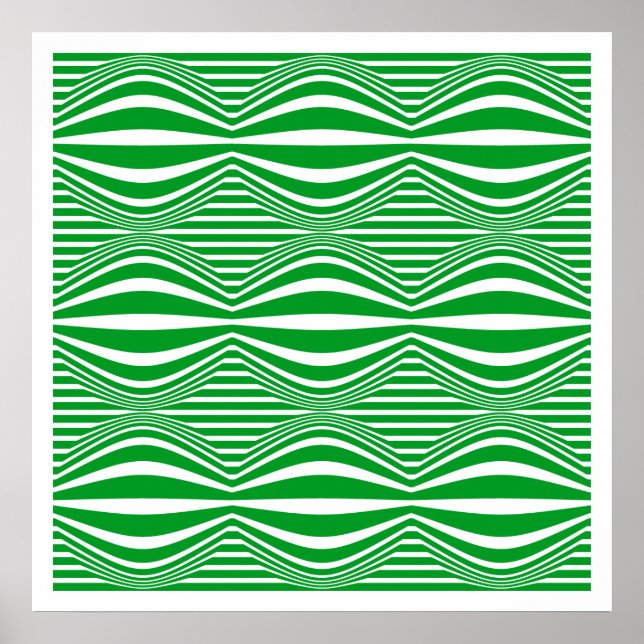 Op Art Lines and Spheres 01 - Grün und Weiß Poster (Vorne)