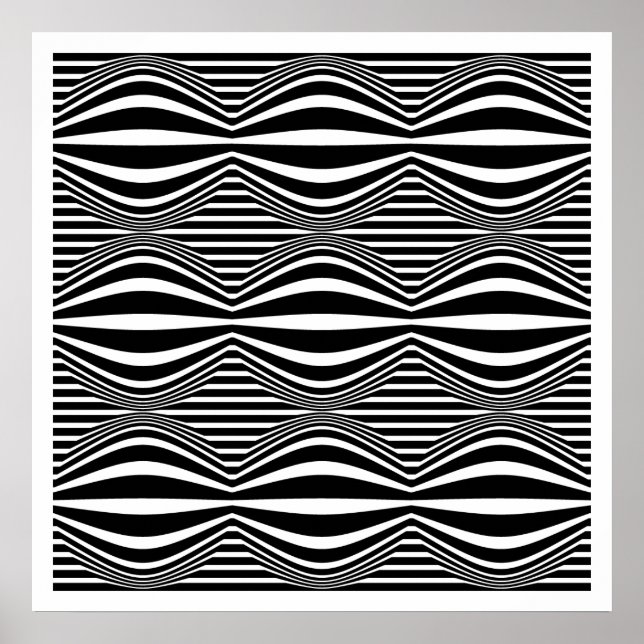 Op Art Lines and Spheres 01 - Schwarz/Weiß Poster (Vorne)