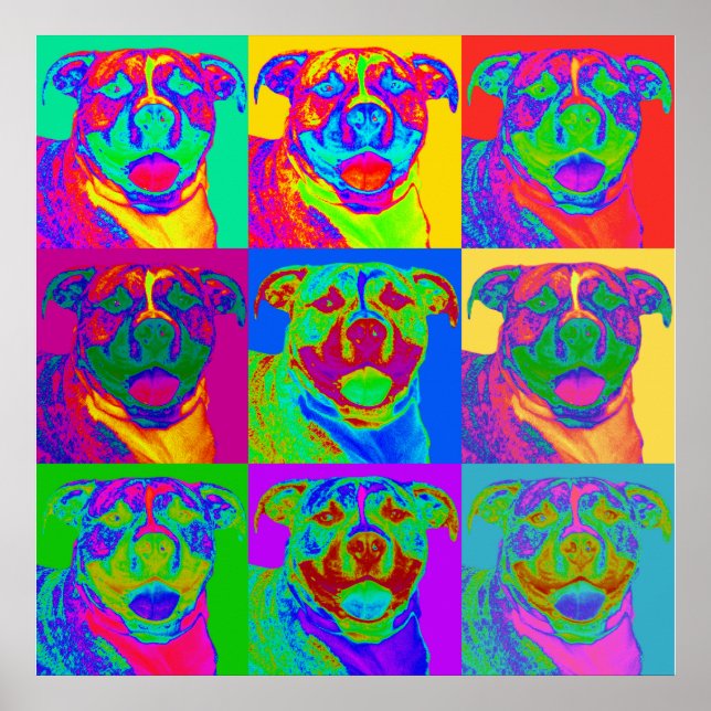 Op Art Pitbull Poster (Vorne)