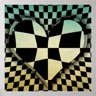 Op Art schachte Herzen Poster