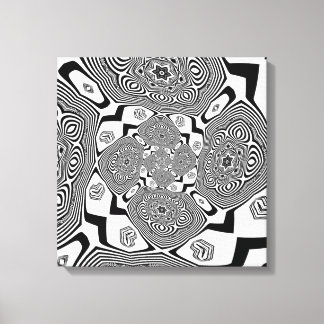 Op art schwarz-weiß wirbeln leinwanddruck