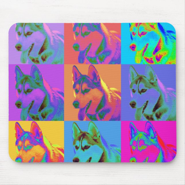 Op Art - Sibirischer Husky Mousepad (Vorne)