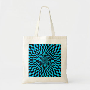 Op Art - Sky Blue und Black Tragetasche
