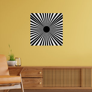 Op Art Sunburgh - Abstraktes Schwarz-Weiß-Poster Poster