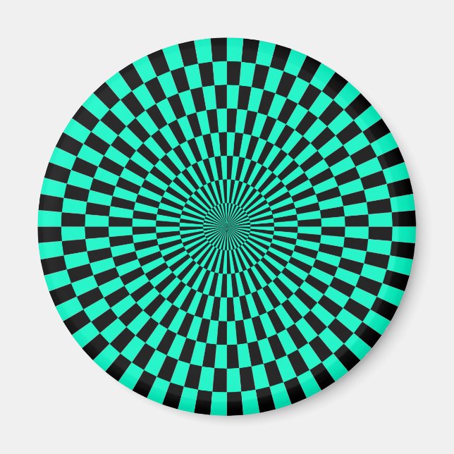 Op Art - Türkis und Schwarz Magnet (Vorne)