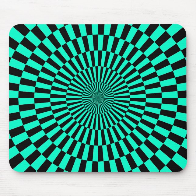 Op Art - Türkis und Schwarz Mousepad (Vorne)