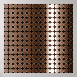 Op-Art-Verlaufs-Punkte monochromes Braun Poster