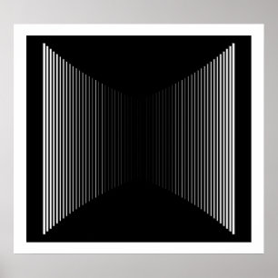 Op Art Vertikal Bars Weiß auf schwarz Progressive  Poster