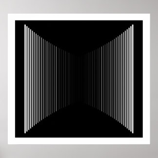 Op Art Vertikal Bars Weiß auf schwarz Progressive Poster