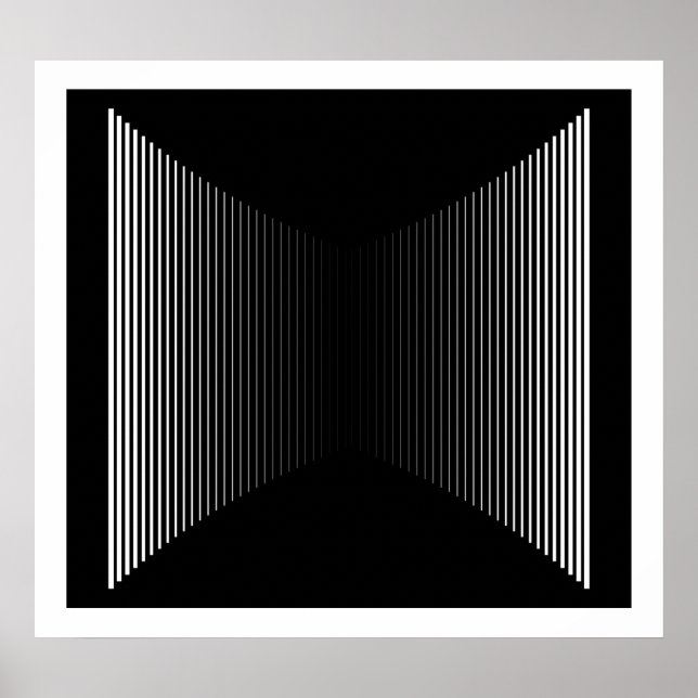 Op Art Vertikal Bars Weiß auf schwarz Progressive  Poster (Vorne)