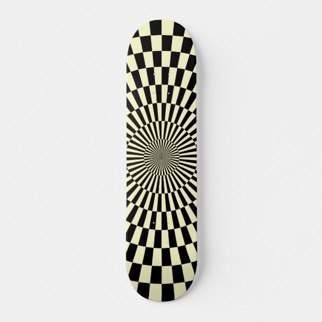 Op Art Wheel - Cream und Black Skateboard (Vorne)
