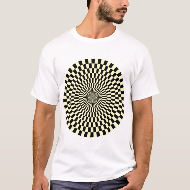 Op Art Wheel - Cream und Black T-Shirt (Vorderseite)