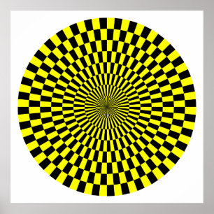 Op Art Wheel - Gelb und Schwarz Poster