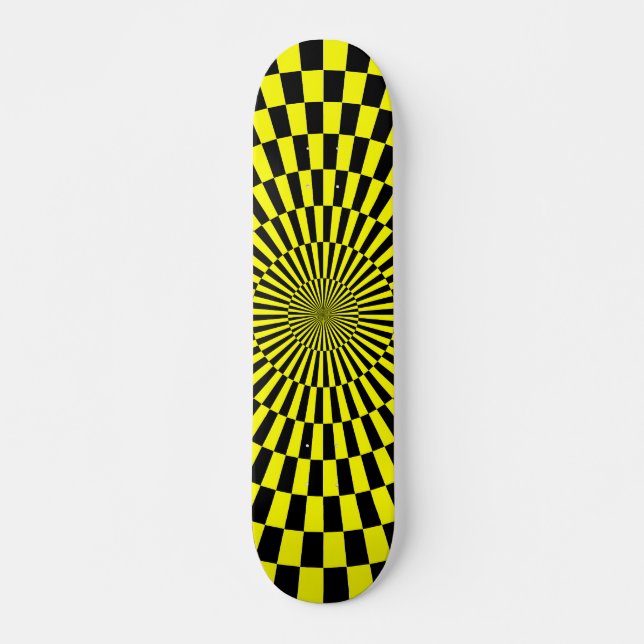 Op Art Wheel - Gelb und Schwarz Skateboard (Vorne)