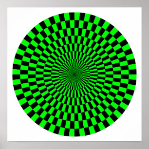 Op Art Wheel - grün und schwarz Poster