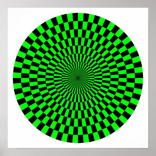 Op Art Wheel - grün und schwarz Poster (Vorne)