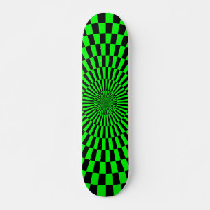 Op Art Wheel - grün und schwarz Skateboard