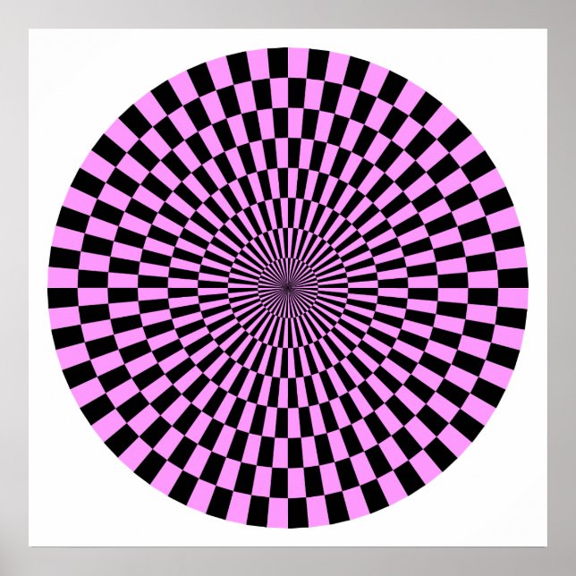Op Art Wheel - Light Violet und Black Poster (Vorne)