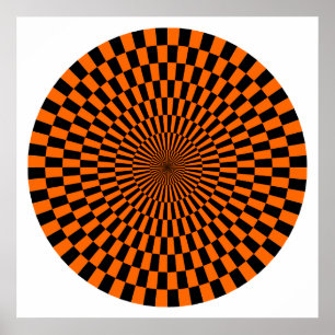 Op Art Wheel - Orange und Schwarz Poster