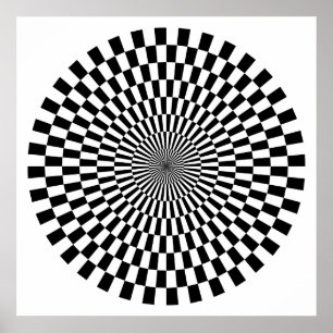 Op Art Wheel - Schwarz und Weiß Poster